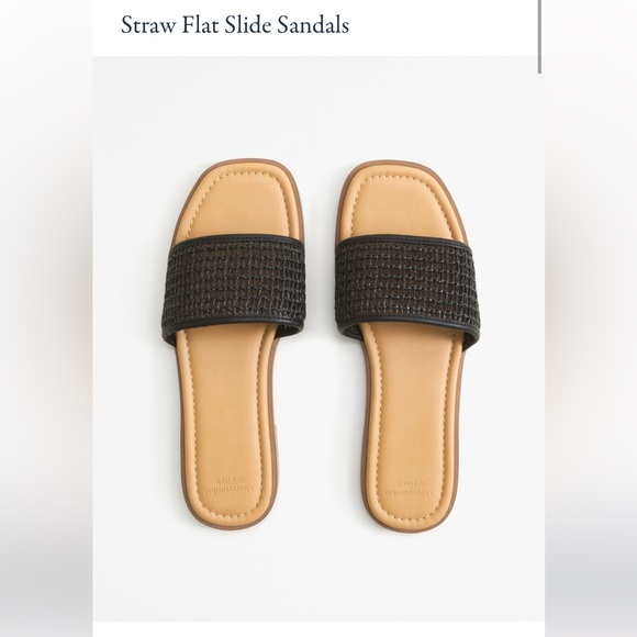 Abercrombie & Fitch Shoes - Abercrombie & Fitch Straw Flat Slide Sandals